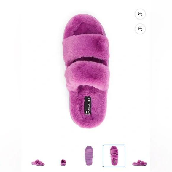 No Boundaries 2 Band Purple Plush Slippers NWT - Picture 8 of 11